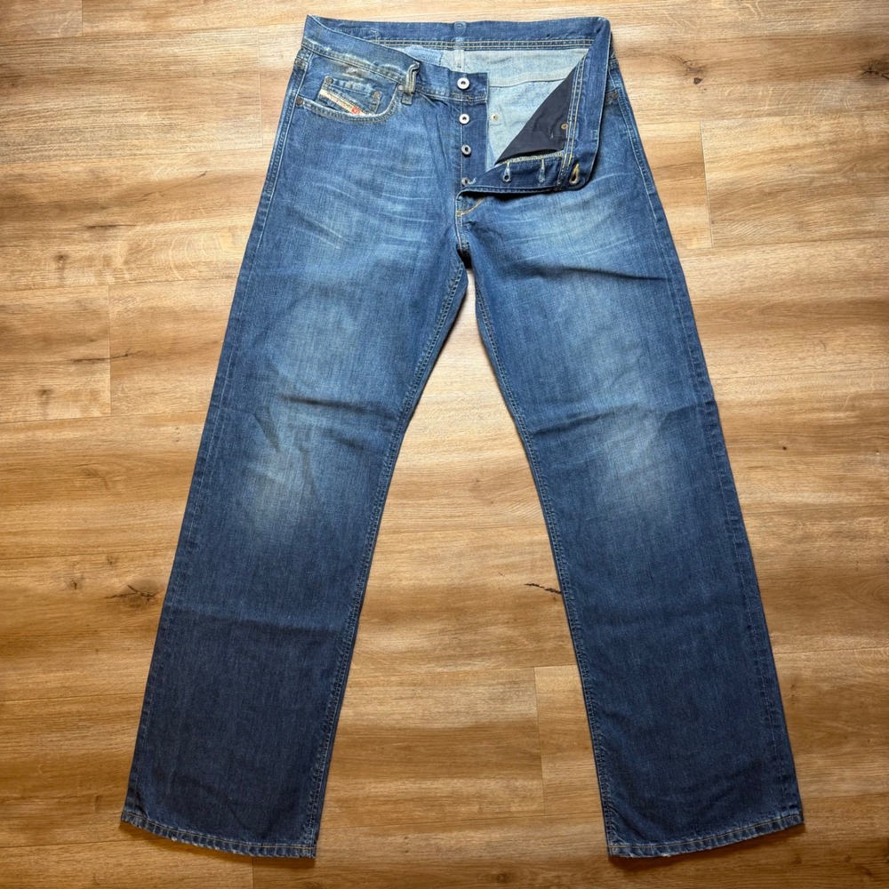 Diesel Kuratt Jeans Mens 34x32 Dirty Wash Baggy Fit Distressed Made in Italy Y2K